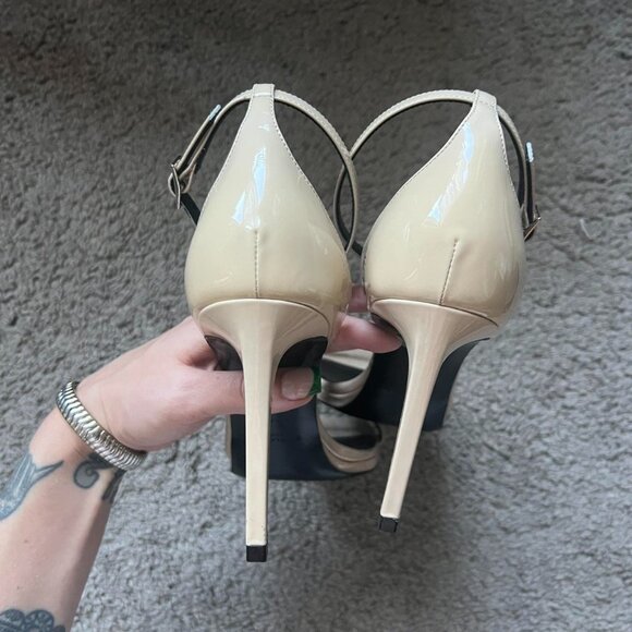 Saint Laurent YSL Ivory Nude Powder Jane Strap Sandal Pumps - Picture 4 of 8